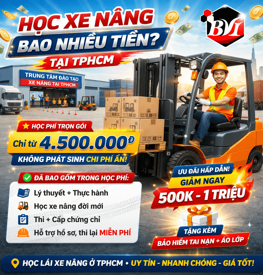 học lái xe nâng ở tphcm bao nhiêu tiền? liên hệ ngay để được tư vấn miễn phí