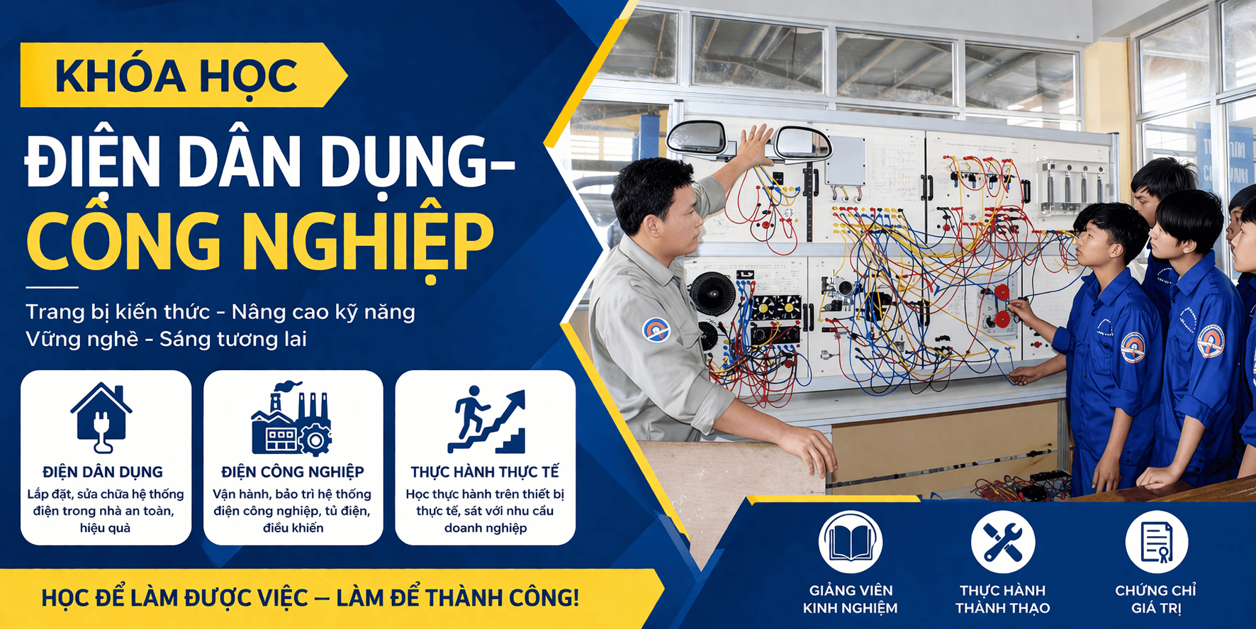 Học nghề điện từ cơ bản đến nâng cao, đào tạo thực tế, dễ xin việc, thu nhập ổn định. Đăng ký học ngay hôm nay.